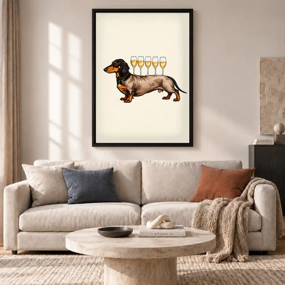 Dachshund Balancing Wine Glasses Wall Art 2