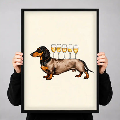 Dachshund Balancing Wine Glasses Wall Art 3