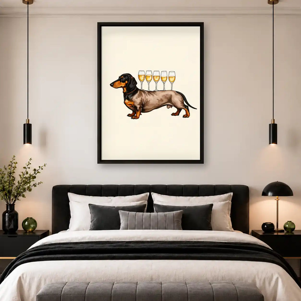 Dachshund Balancing Wine Glasses Wall Art 4