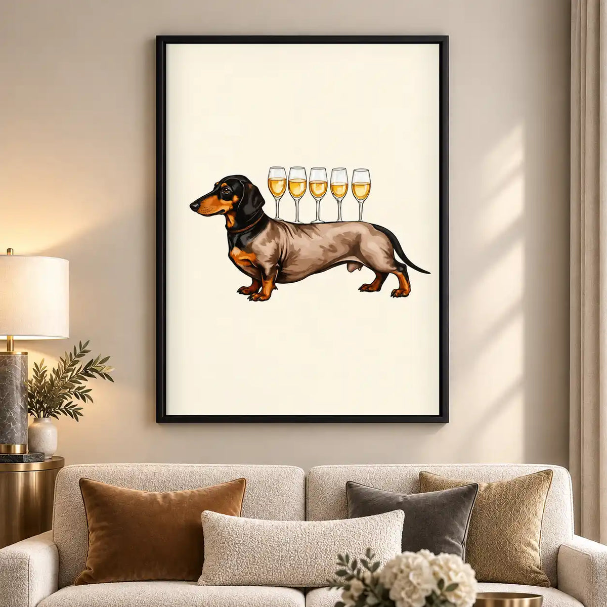 Dachshund Balancing Wine Glasses Wall Art 5
