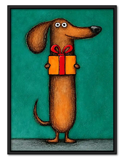 Dachshund Bearing Gift Wall Art
