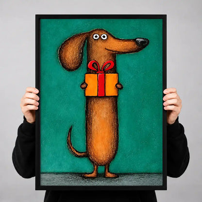 Dachshund Bearing Gift Wall Art 3