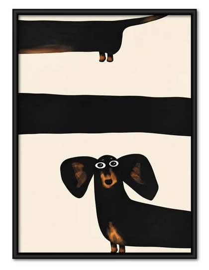 Dachshund Between Bold Stripes Wall Art