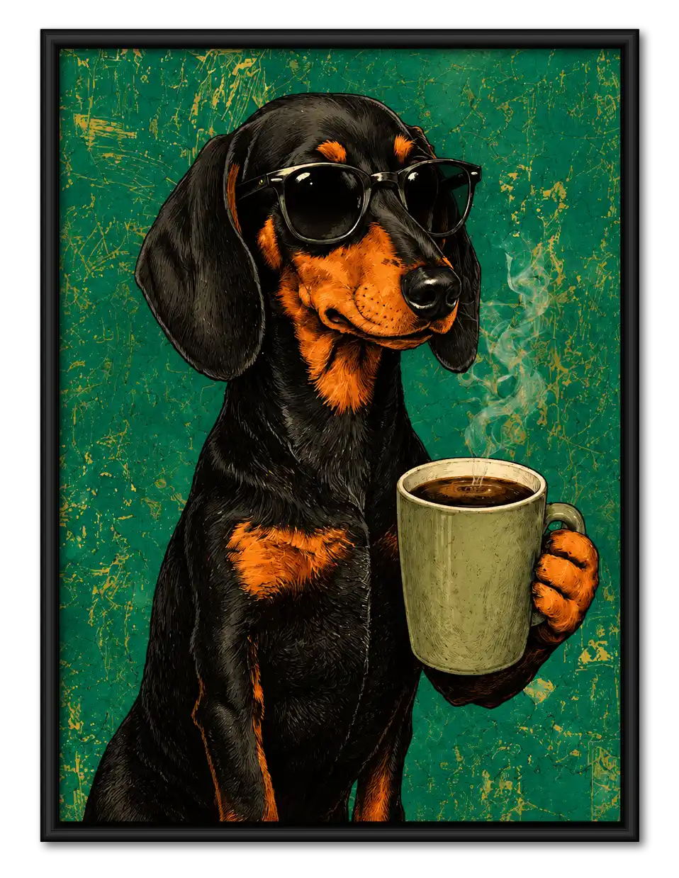 Dachshund Coffee And Sunglasses Wall Art 1