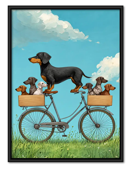 Dachshund Family Bicycle Ride Wall Art 1