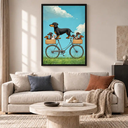 Dachshund Family Bicycle Ride Wall Art 2