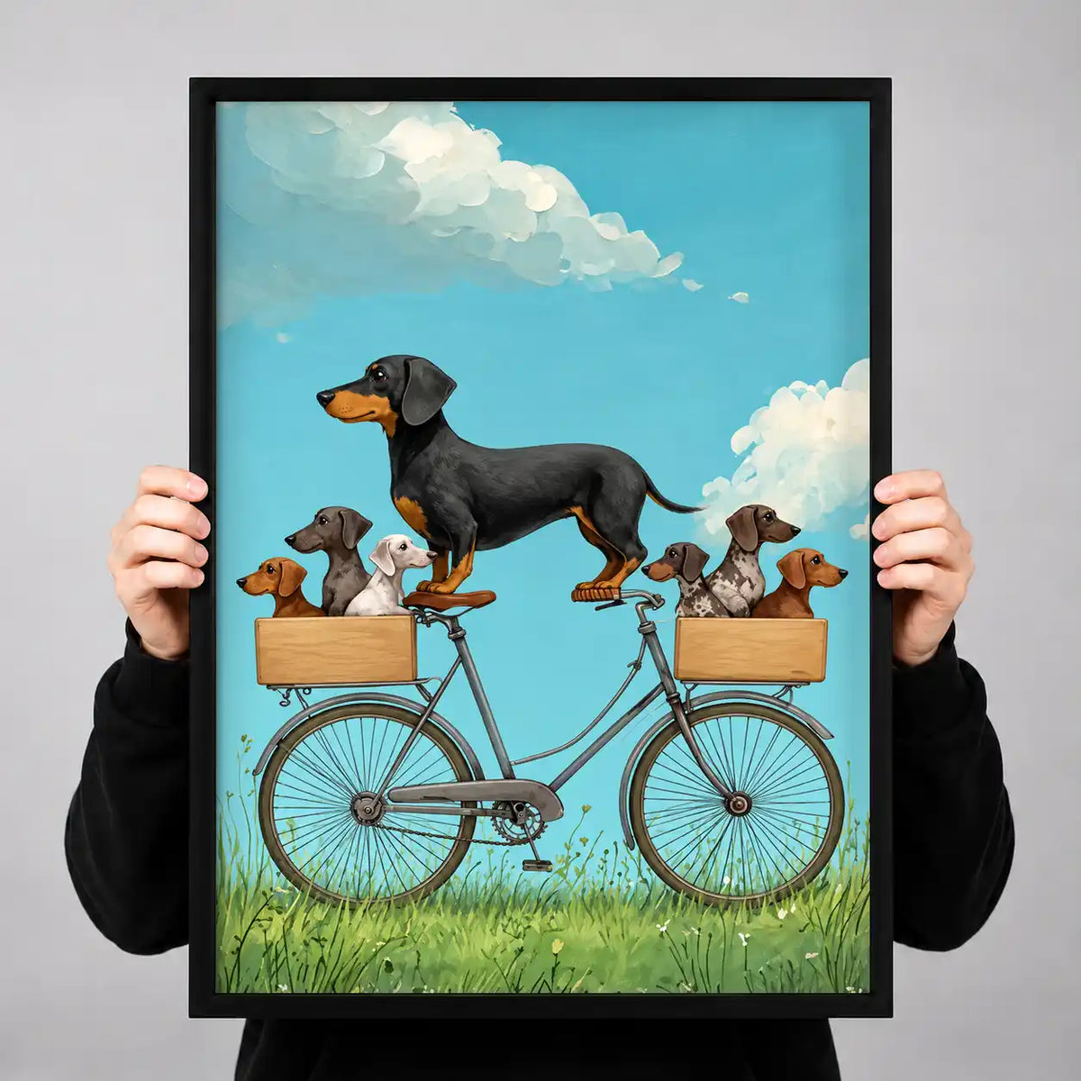 Dachshund Family Bicycle Ride Wall Art 3