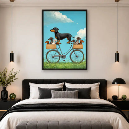 Dachshund Family Bicycle Ride Wall Art 4