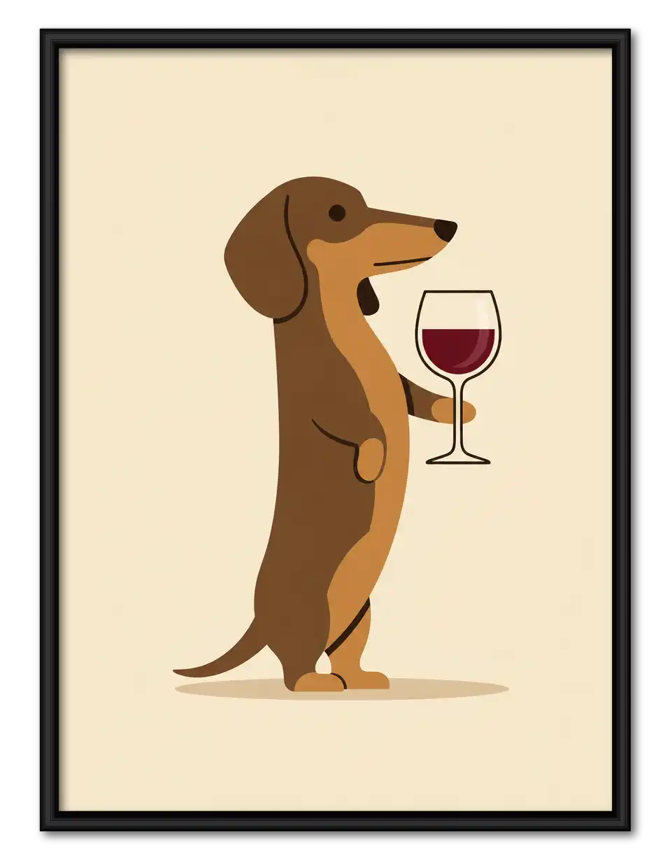 Dachshund Holding Red Wine Wall Art 1