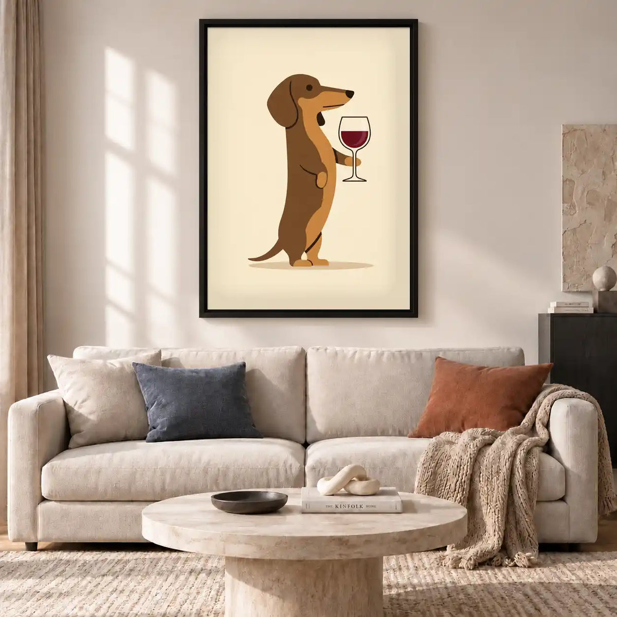 Dachshund Holding Red Wine Wall Art 2