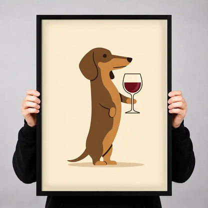 Dachshund Holding Red Wine Wall Art 3