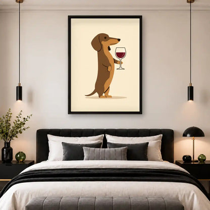 Dachshund Holding Red Wine Wall Art 4