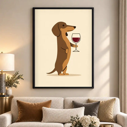 Dachshund Holding Red Wine Wall Art 5