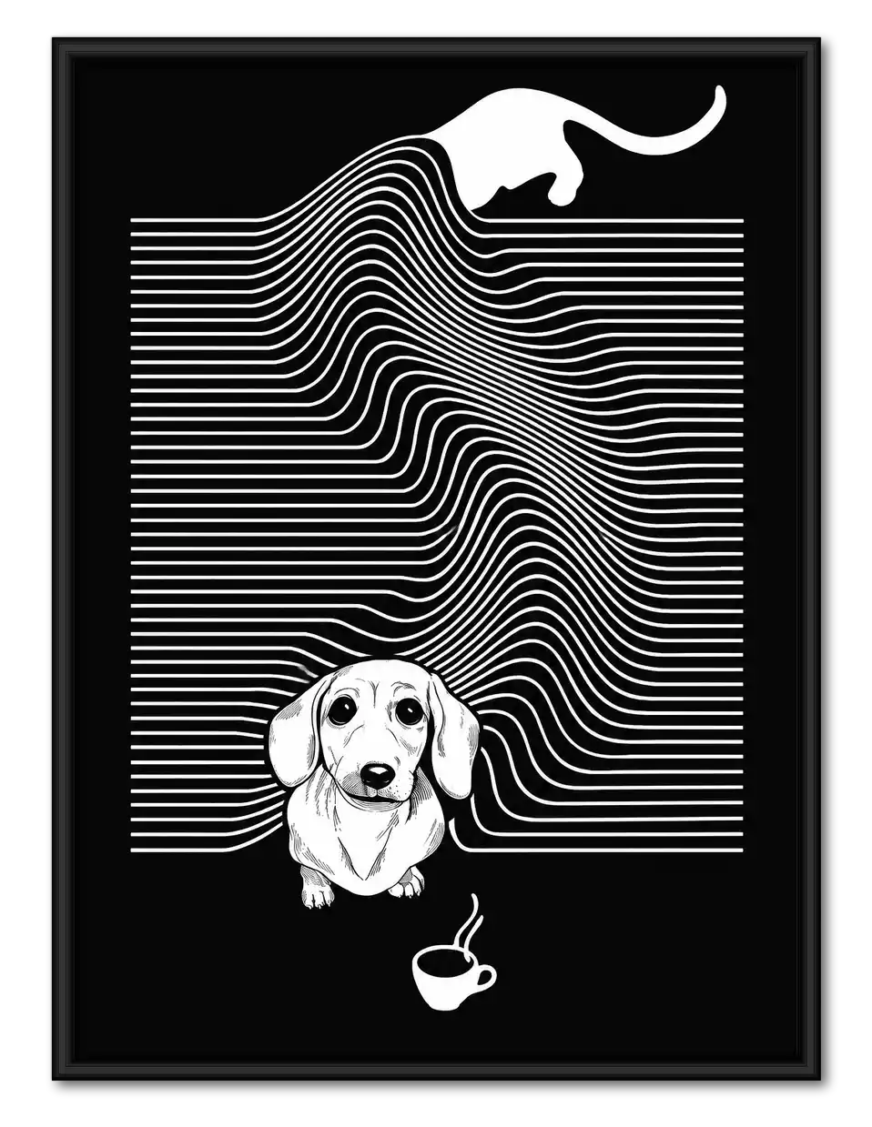 Dachshund Inside Coffee Waves Wall Art 1