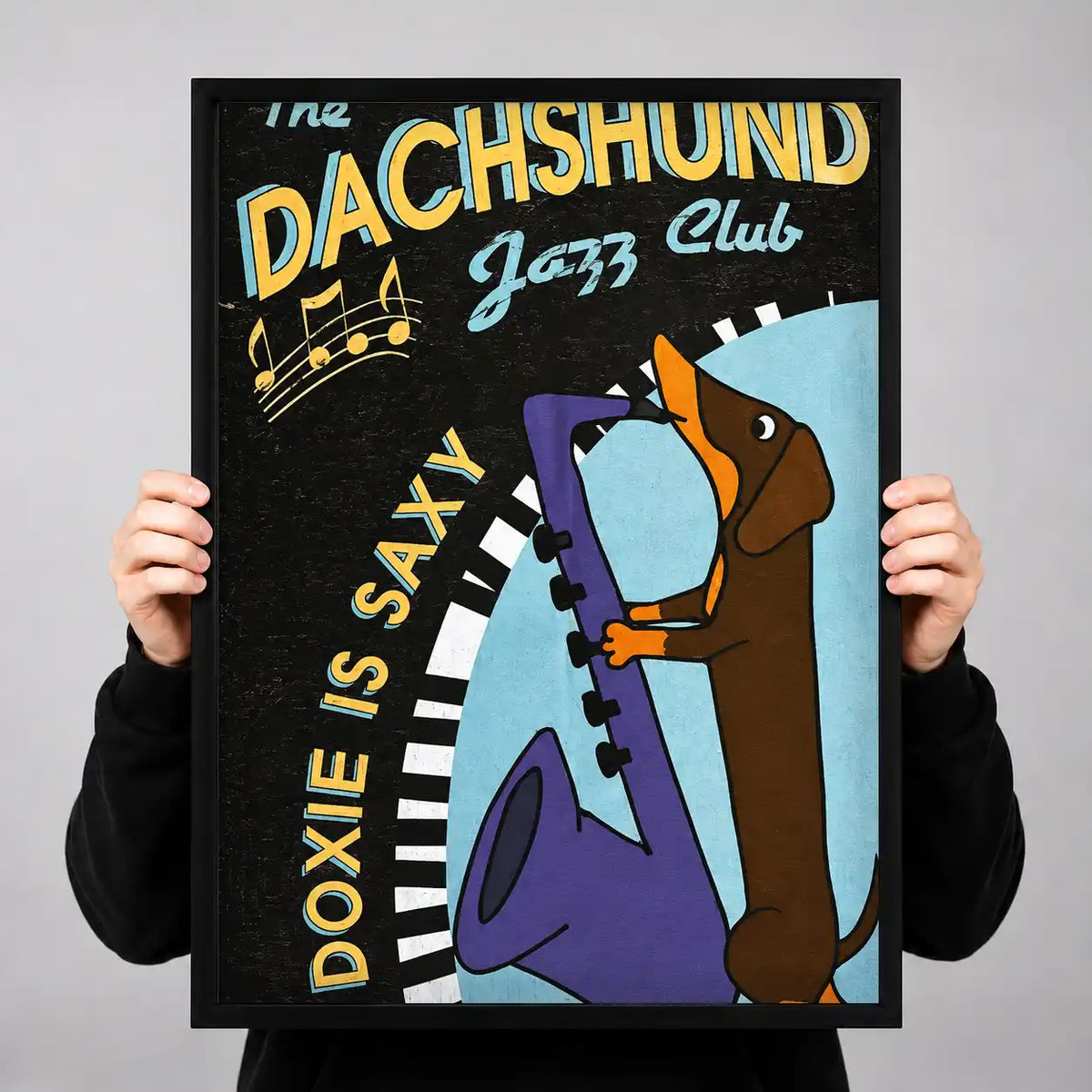 Dachshund Jazz Saxophone Wall Art 3