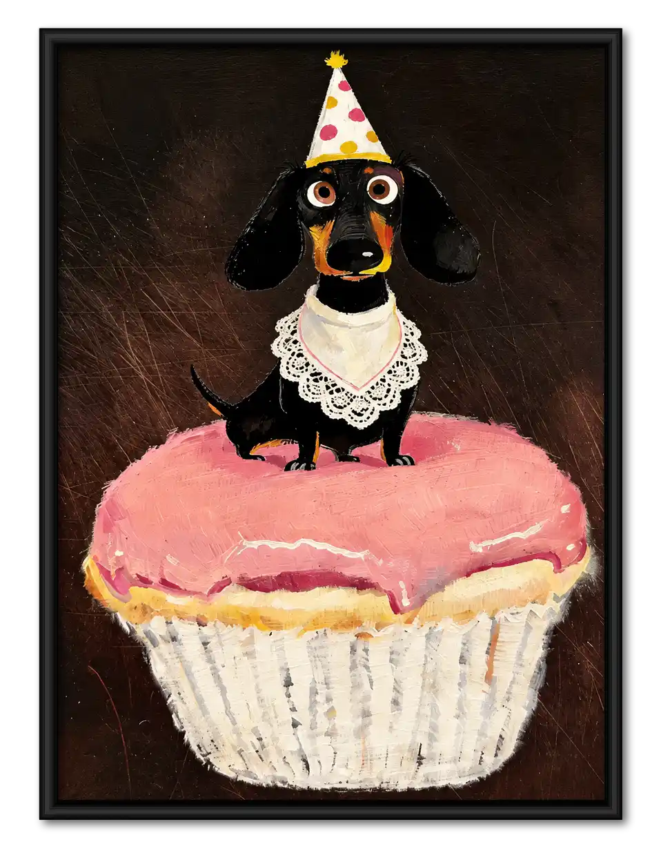 Dachshund On Birthday Cupcake Wall Art 1