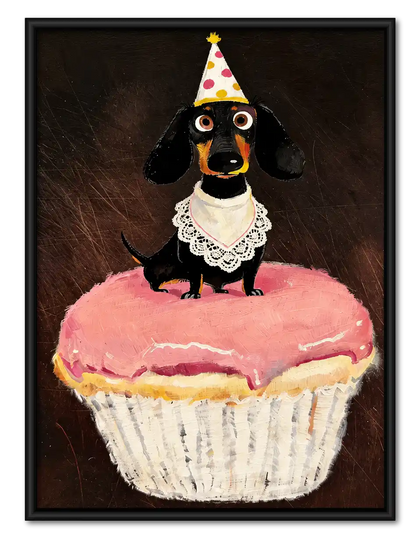 Dachshund On Birthday Cupcake Wall Art