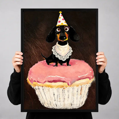 Dachshund On Birthday Cupcake Wall Art 3