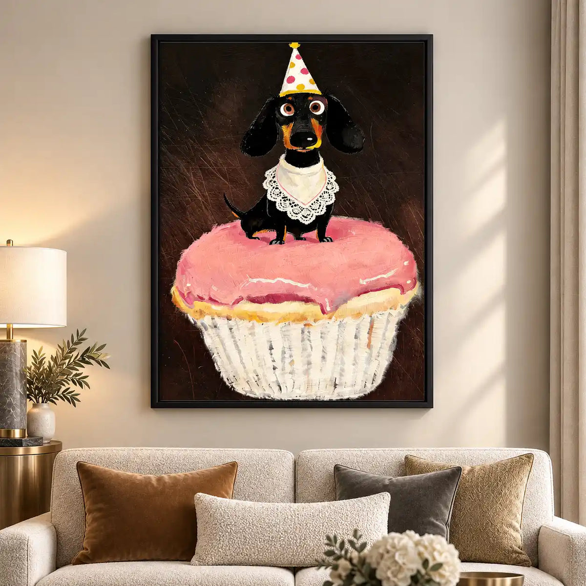 Dachshund On Birthday Cupcake Wall Art 5
