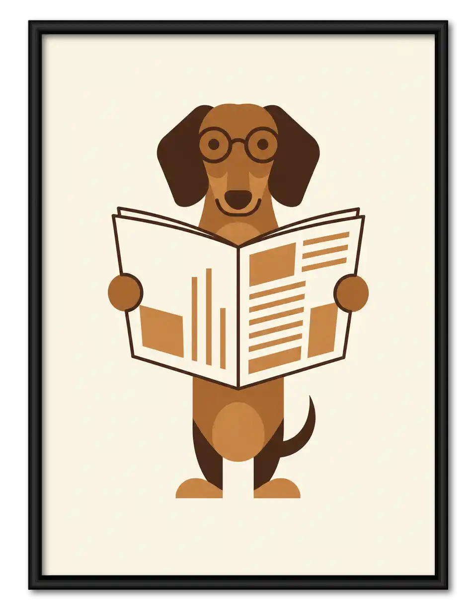 Dachshund Reading Newspaper Wall Art 1