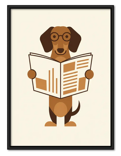 Dachshund Reading Newspaper Wall Art