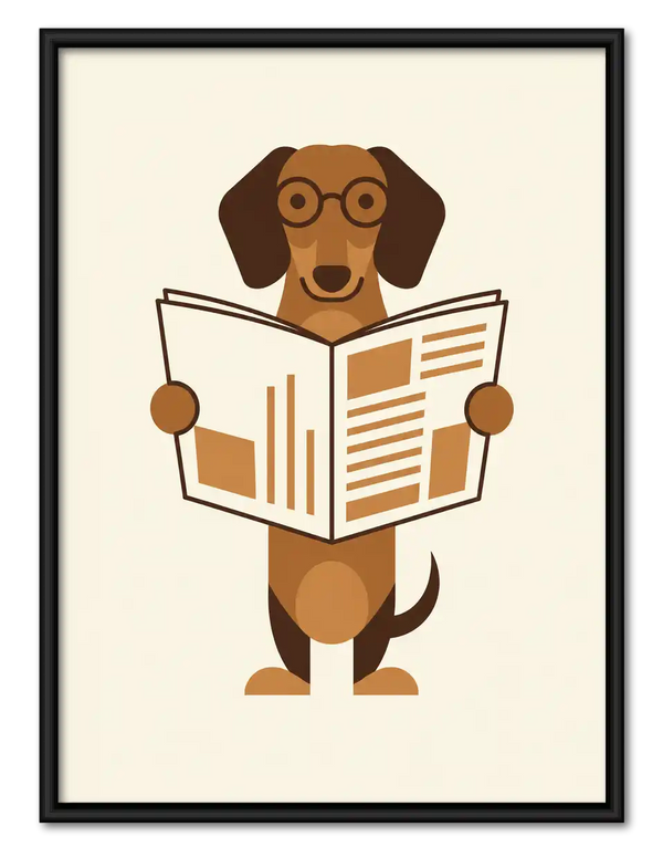 Dachshund Reading Newspaper Wall Art