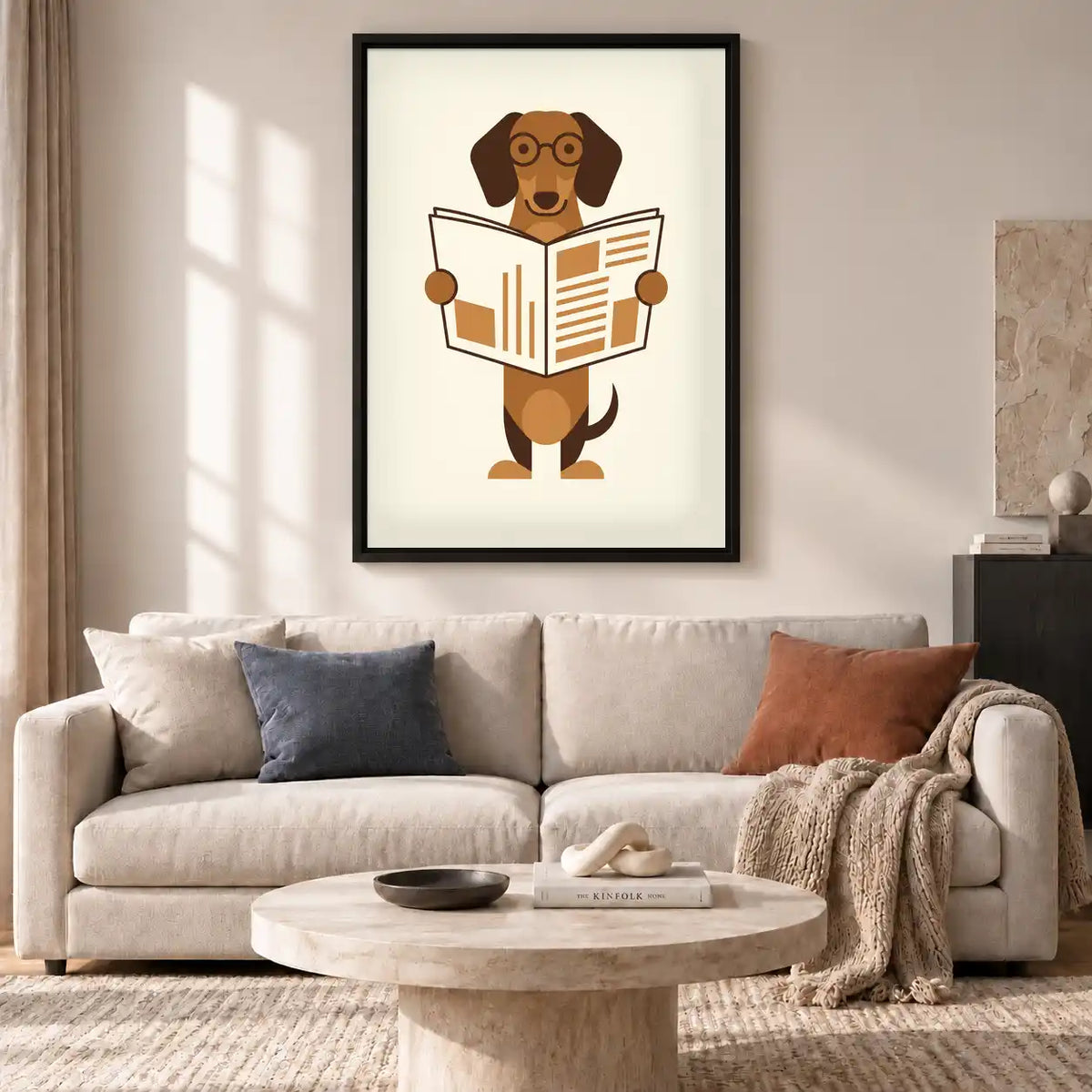Dachshund Reading Newspaper Wall Art 2