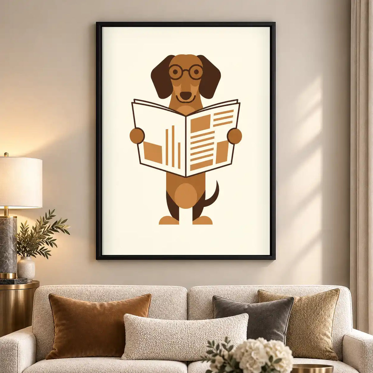 Dachshund Reading Newspaper Wall Art 5