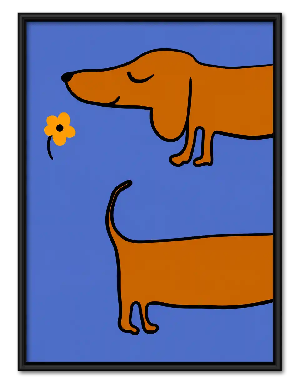 Dachshund Smelling Yellow Flower Wall Art 1