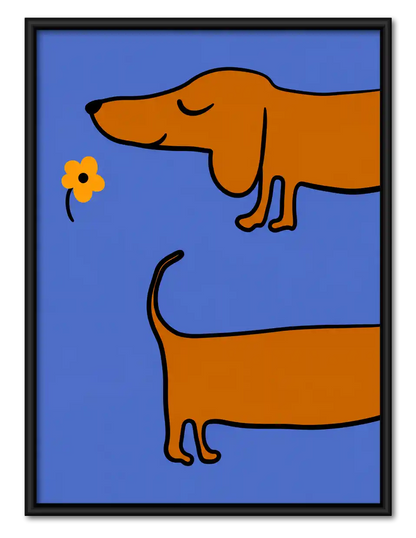 Dachshund Smelling Yellow Flower Wall Art 1