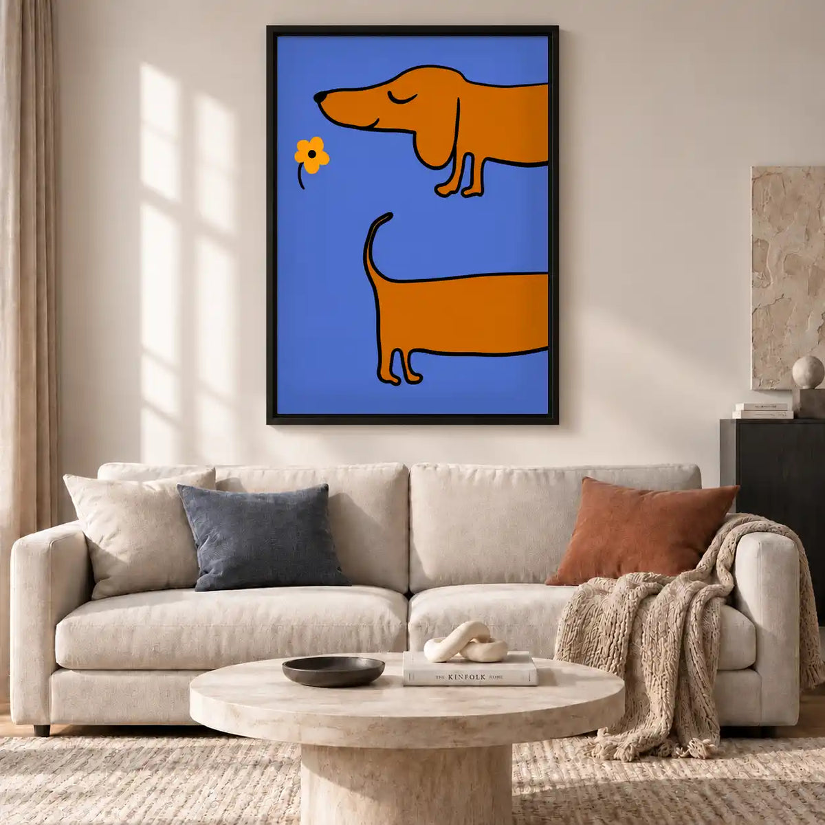 Dachshund Smelling Yellow Flower Wall Art 2