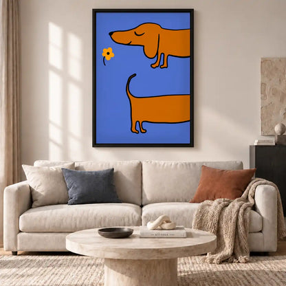 Dachshund Smelling Yellow Flower Wall Art 2