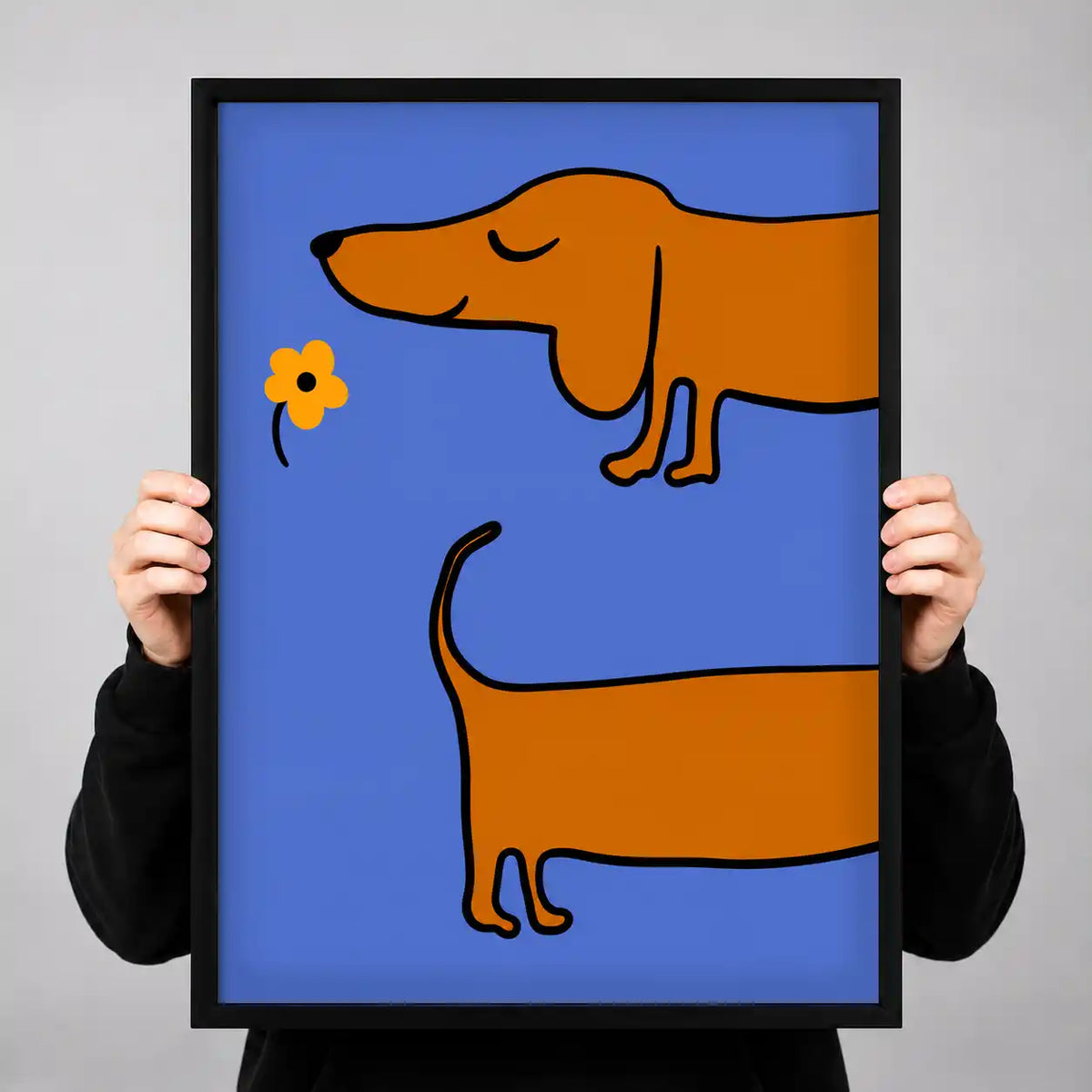 Dachshund Smelling Yellow Flower Wall Art 3