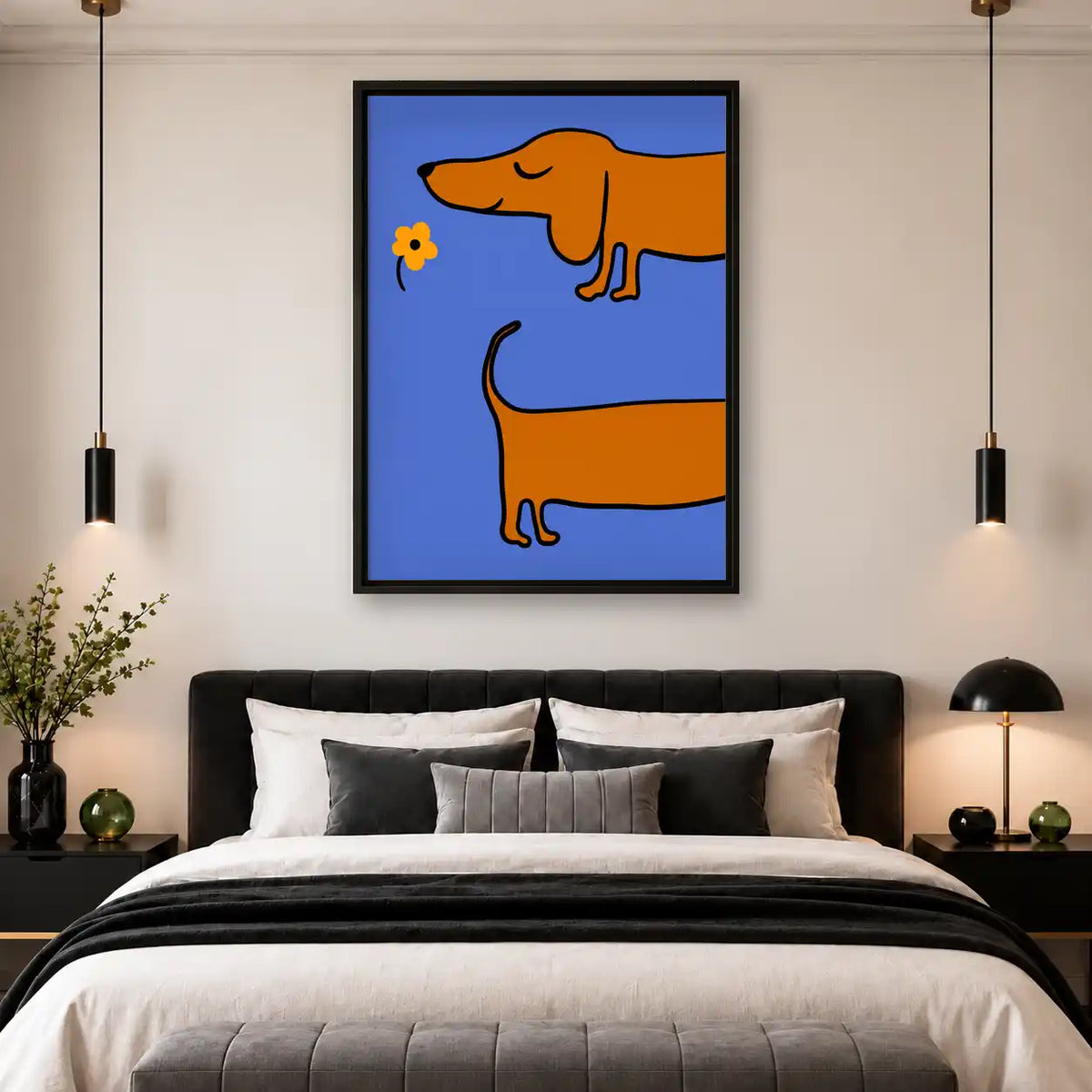 Dachshund Smelling Yellow Flower Wall Art 4