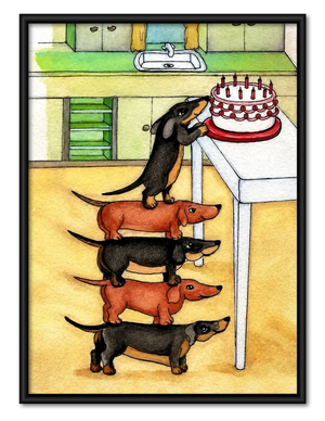 Dachshund Tower Reaching Cake Wall Art