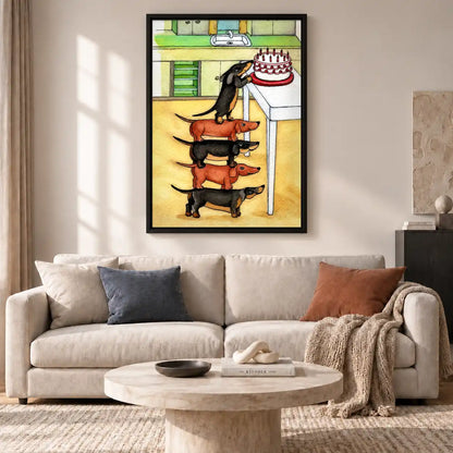 Dachshund Tower Reaching Cake Wall Art 2