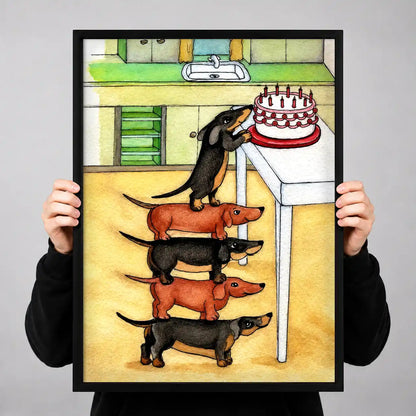 Dachshund Tower Reaching Cake Wall Art 3