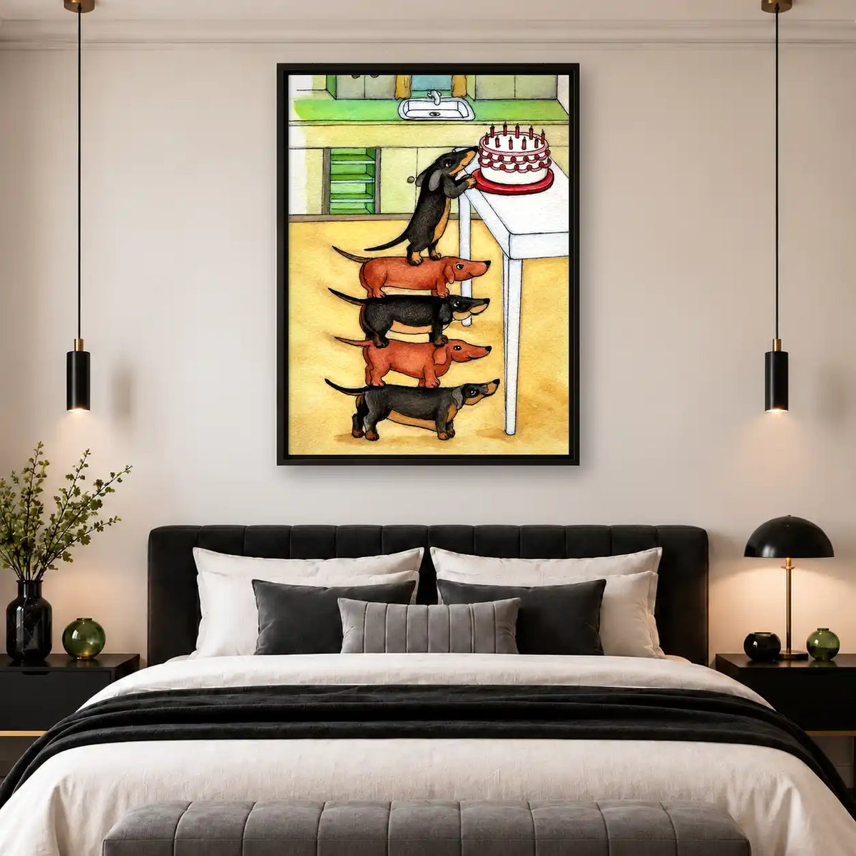 Dachshund Tower Reaching Cake Wall Art 4