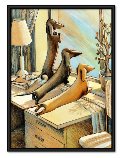 Dachshund Trio At Home Wall Art 1
