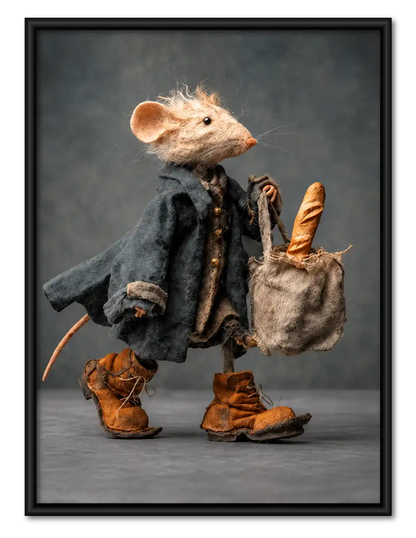 Dapper Mouse Carrying Baguette Wall Art 1