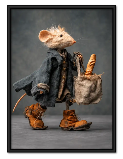 Dapper Mouse Carrying Baguette Wall Art