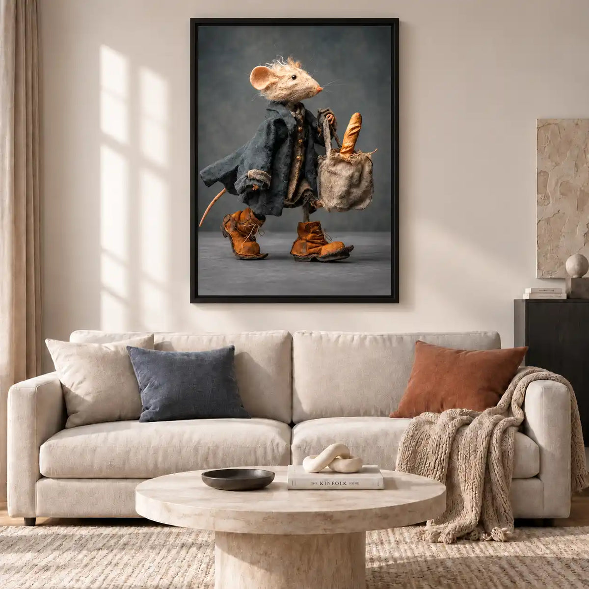 Dapper Mouse Carrying Baguette Wall Art 2