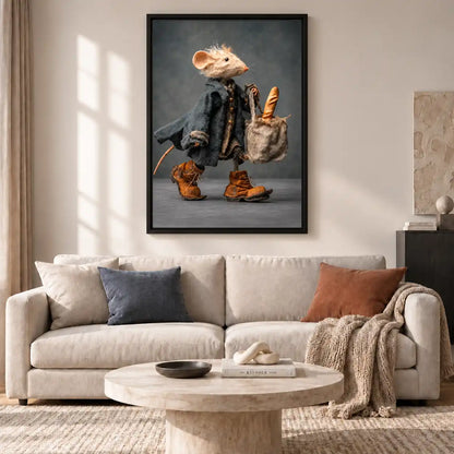 Dapper Mouse Carrying Baguette Wall Art 2