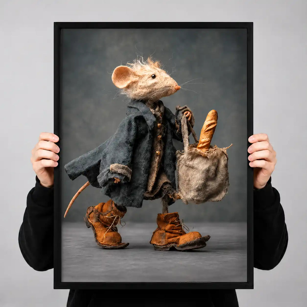 Dapper Mouse Carrying Baguette Wall Art 3