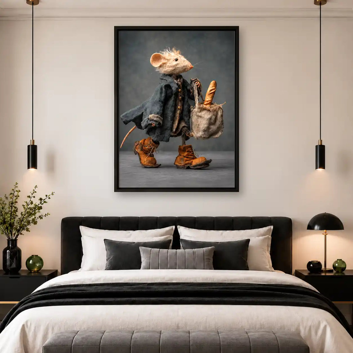 Dapper Mouse Carrying Baguette Wall Art 4