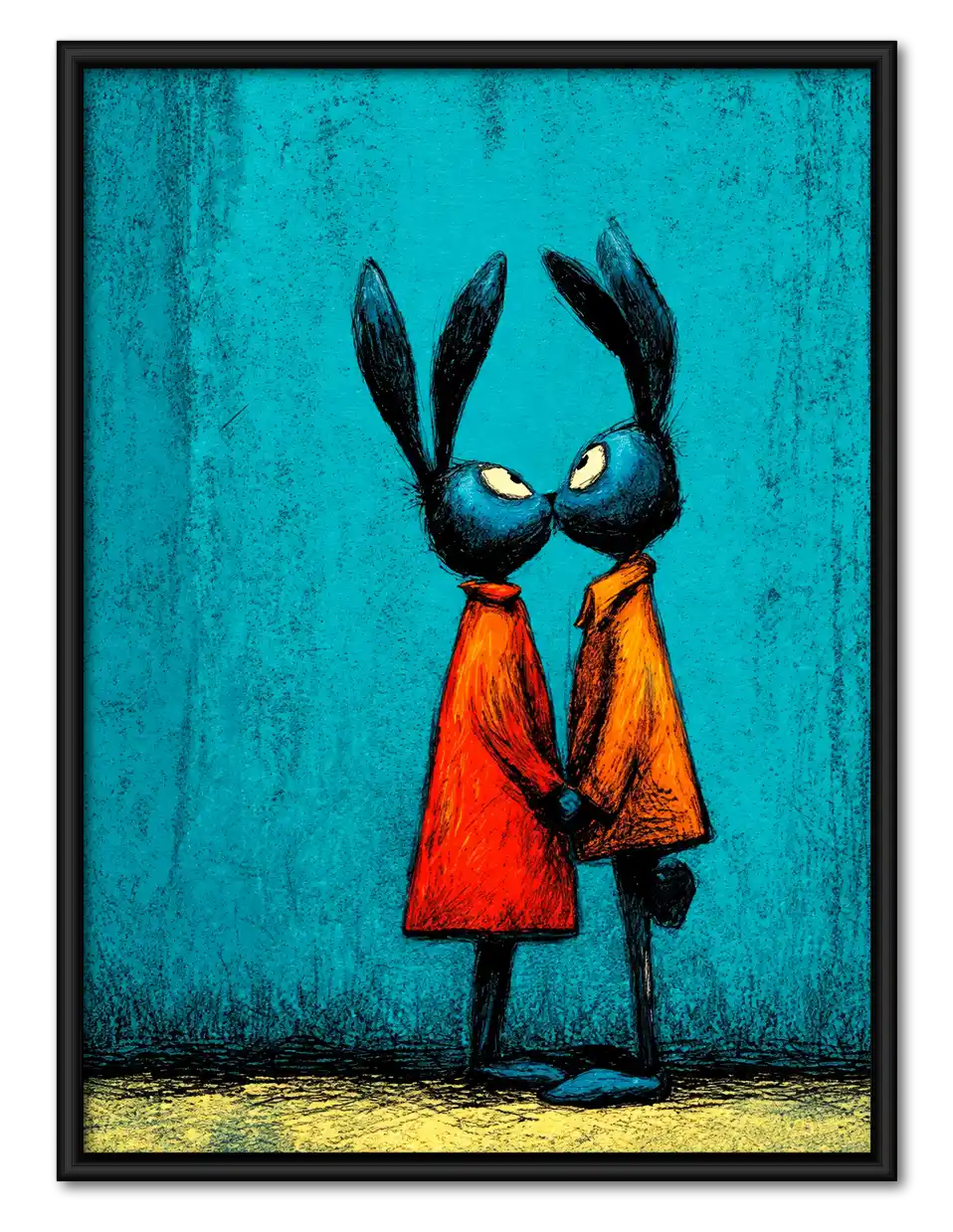Dark Rabbit Couple Wall Art 1