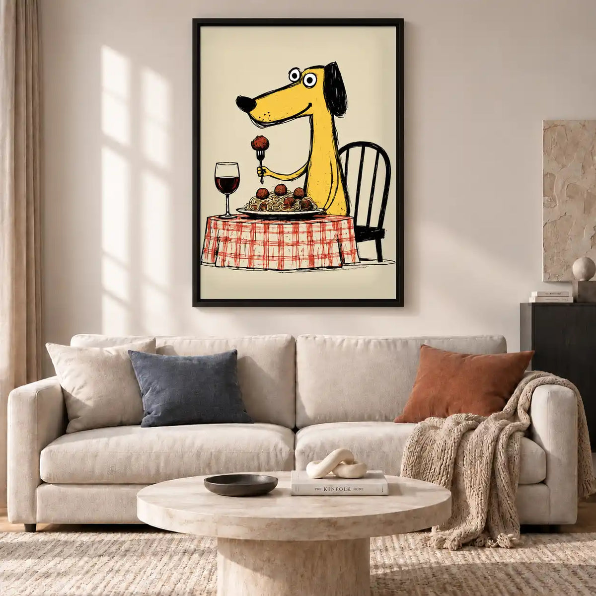 Dog Dining On Spaghetti Wall Art 2