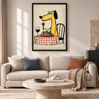Dog Dining On Spaghetti Wall Art 2