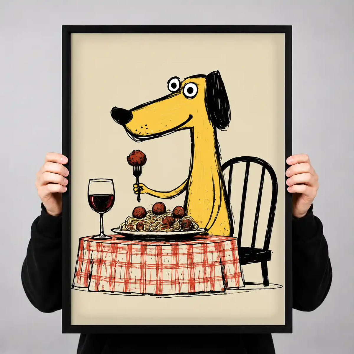 Dog Dining On Spaghetti Wall Art 3
