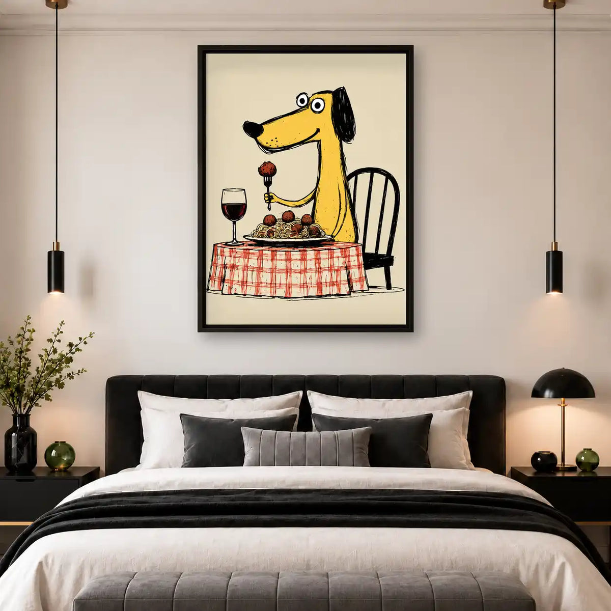 Dog Dining On Spaghetti Wall Art 4